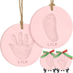 imageBaby Hand and Footprint Kit Keepsake  QuickDry Newborn Foot ampamp Handprint Ornament Kit Boys Girls Personalized New Baby Gifts for New Parents Cute Christmas ampamp Keepsake Gifts Duo HeartCandy  MultiColored