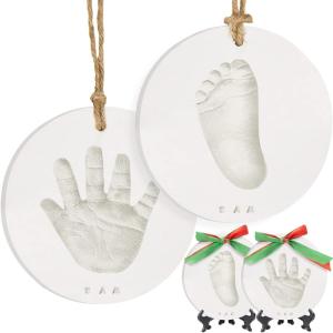 imageBaby Hand and Footprint Kit Keepsake  QuickDry Newborn Foot ampamp Handprint Ornament Kit Boys Girls Personalized New Baby Gifts for New Parents Cute Christmas ampamp Keepsake Gifts Duo HeartGlaze Finish