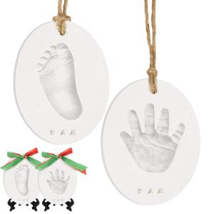 imageBaby Hand and Footprint Kit Keepsake  QuickDry Newborn Foot ampamp Handprint Ornament Kit Boys Girls Personalized New Baby Gifts for New Parents Cute Christmas ampamp Keepsake Gifts Duo HeartCharm  Multicolored