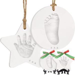 imageBaby Handprint Footprint Ornament Keepsake Kit  Newborn Imprint Ornament Kit for Baby Girl Boy  Personalized New Baby Gifts for New Parents  Hand Print Christmas Ornament Maker MultiColored