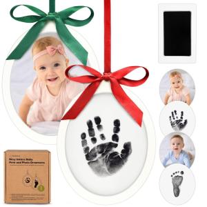 imageInkless Baby Hand and Footprint Kit  TwoSides Newborn Footprint Kit Ornament Personalized Baby Gifts Photo Frame Cute Newborn Keepsake for Nursery Decor New Mom Gifts OvalAlpine WhiteAlpine White
