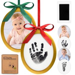 imageInkless Baby Hand and Footprint Kit  TwoSides Newborn Footprint Kit Ornament Personalized Baby Gifts Photo Frame Cute Newborn Keepsake for Nursery Decor New Mom Gifts OvalAlpine WhiteOvalGold