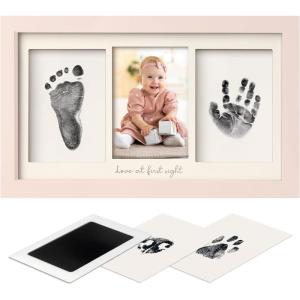 imageInkless Hand and Footprint Kit Boy Girl Newborn Keepsake  No Mess Ink Pad for Baby Handprint Clean Touch Paw Print Kit for Dog Picture Frame Personalized Baby Shower Gifts Onyx BlackPetal Pink