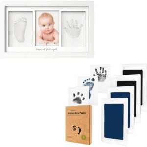imageKeaBabies Baby Hand ampamp Footprint Kit  Newborn Keepsake Frame  4Pack Ink Pad for Hand ampamp Footprint  Dog Paw Print Kit