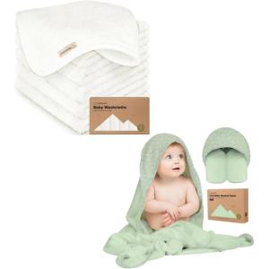 imageKeaBabies Organic Baby Washcloths and Baby Hooded Towel  Soft Baby Wash Cloths for Newborn Kids  Baby Towel Toddler Towels Hooded Towels for Baby