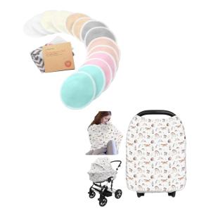 imageKeababies Reusable Nursing Pads and Baby Car Seat Cover  14 Washable Organic Breastfeeding Pads  Wash Bag  Car Seat Covers for Babies Washable Nursing Pads