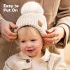 image2Pack Baby Hats for Girls Boys  Stretchy Baby Beanies Cute Newborn ampamp Toddler Winter Hat Soft ampamp Warm Pom Pom Beanie for Infant Toddler Boys Girls 636 Months Ember MRust