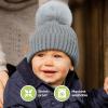 image2Pack Baby Hats for Girls Boys  Stretchy Baby Beanies Cute Newborn ampamp Toddler Winter Hat Soft ampamp Warm Pom Pom Beanie for Infant Toddler Boys Girls 636 Months Ember MSteel
