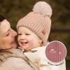 image2Pack Baby Hats for Girls Boys  Stretchy Baby Beanies Cute Newborn ampamp Toddler Winter Hat Soft ampamp Warm Pom Pom Beanie for Infant Toddler Boys Girls 636 Months Ember MTea Rose