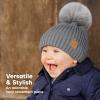 image2Pack Baby Hats for Girls Boys  Stretchy Baby Beanies Cute Newborn ampamp Toddler Winter Hat Soft ampamp Warm Pom Pom Beanie for Infant Toddler Boys Girls 636 Months Ember MSteel