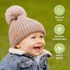 image2Pack Baby Hats for Girls Boys  Stretchy Baby Beanies Cute Newborn ampamp Toddler Winter Hat Soft ampamp Warm Pom Pom Beanie for Infant Toddler Boys Girls 636 Months Ember MFawn