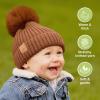 image2Pack Baby Hats for Girls Boys  Stretchy Baby Beanies Cute Newborn ampamp Toddler Winter Hat Soft ampamp Warm Pom Pom Beanie for Infant Toddler Boys Girls 636 Months Ember MRust