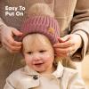 image2Pack Baby Hats for Girls Boys  Stretchy Baby Beanies Cute Newborn ampamp Toddler Winter Hat Soft ampamp Warm Pom Pom Beanie for Infant Toddler Boys Girls 636 Months Ember MTea Rose