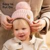 image2Pack Baby Hats for Girls Boys  Stretchy Baby Beanies Cute Newborn ampamp Toddler Winter Hat Soft ampamp Warm Pom Pom Beanie for Infant Toddler Boys Girls 636 Months Ember MFawn