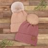 image2Pack Baby Hats for Girls Boys  Stretchy Baby Beanies Cute Newborn ampamp Toddler Winter Hat Soft ampamp Warm Pom Pom Beanie for Infant Toddler Boys Girls 636 Months Ember MTea Rose