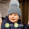 image2Pack Baby Hats for Girls Boys  Stretchy Baby Beanies Cute Newborn ampamp Toddler Winter Hat Soft ampamp Warm Pom Pom Beanie for Infant Toddler Boys Girls 636 Months Ember MSteel