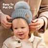 image2Pack Baby Hats for Girls Boys  Stretchy Baby Beanies Cute Newborn ampamp Toddler Winter Hat Soft ampamp Warm Pom Pom Beanie for Infant Toddler Boys Girls 636 Months Ember MSteel