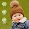image2Pack Baby Hats for Girls Boys  Stretchy Baby Beanies Cute Newborn ampamp Toddler Winter Hat Soft ampamp Warm Pom Pom Beanie for Infant Toddler Boys Girls 636 Months Ember MLatte