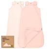 image2Pack Organic Baby Sleep Sacks 100 Cotton  Soft ampamp Breathable 05TOG Baby Wearable Blanket Toddler Sleeping Sack 1824 months Easy to Wear Transitional Swaddles for Newborns InfantsGlacier LMist Rose