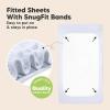 image2Pack Waterproof Baby Crib Sheets for Boys Girls  52x28 Viscose Derived from Bamboo Toddler Bed Sheet Neutral Fitted Crib Mattress Protector Cover for Baby Bedding Soft ampamp Gentle EcruBlue Flax