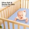 image2Pack Waterproof Baby Crib Sheets for Boys Girls  52x28 Viscose Derived from Bamboo Toddler Bed Sheet Neutral Fitted Crib Mattress Protector Cover for Baby Bedding Soft ampamp Gentle EcruBlue Flax