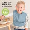 image3Pack Waterproof Baby Bibs for Eating  Lightweight Toddler Feeding Bibs with Large Food Catcher Mess Proof FoodGrade Baby Eating Essentials Easy to Put On ampamp Clean OceanOcean