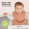 image3Pack Waterproof Baby Bibs for Eating  Lightweight Toddler Feeding Bibs with Large Food Catcher Mess Proof FoodGrade Baby Eating Essentials Easy to Put On ampamp Clean OceanFawn