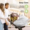 imageBaby Car Seat Cover for Boys Girls  Breathable Infant Carseat Canopy for Winter Rain Universal Stretchy Fit Nursing Cover for Breastfeeding Newborns Super Soft Easy Access Zip Window FableHerringbone