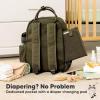 imageDiaper Bag Backpack  Multifunctional Travel Diaper Back PacksMaternity Baby Changing Bags Compact 12L Capacity PU Leather Waterproof Unisex Stylish Nappy Bag Diaper Changing Pad Navy BlueDark Olive