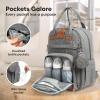 imageDiaper Bag Backpack  Multifunctional Travel Diaper Back PacksMaternity Baby Changing Bags Compact 12L Capacity PU Leather Waterproof Unisex Stylish Nappy Bag Diaper Changing Pad Navy BlueClassic Gray