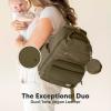 imageDiaper Bag Backpack  Multifunctional Travel Diaper Back PacksMaternity Baby Changing Bags Compact 12L Capacity PU Leather Waterproof Unisex Stylish Nappy Bag Diaper Changing Pad Navy BlueDark Olive