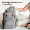 imageDiaper Bag Backpack  Multifunctional Travel Diaper Back PacksMaternity Baby Changing Bags Compact 12L Capacity PU Leather Waterproof Unisex Stylish Nappy Bag Diaper Changing Pad Navy BlueClassic Gray