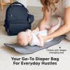 imageDiaper Bag Backpack  Multifunctional Travel Diaper Back PacksMaternity Baby Changing Bags Compact 12L Capacity PU Leather Waterproof Unisex Stylish Nappy Bag Diaper Changing Pad Navy BlueNavy Blue