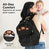 imageDiaper Bag Backpack  Multifunctional Travel Diaper Back PacksMaternity Baby Changing Bags Compact 12L Capacity PU Leather Waterproof Unisex Stylish Nappy Bag Diaper Changing Pad Navy BlueTrendy Black