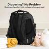 imageDiaper Bag Backpack  Multifunctional Travel Diaper Back PacksMaternity Baby Changing Bags Compact 12L Capacity PU Leather Waterproof Unisex Stylish Nappy Bag Diaper Changing Pad Navy BlueTrendy Black