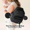imageDiaper Bag Backpack  Multifunctional Travel Diaper Back PacksMaternity Baby Changing Bags Compact 12L Capacity PU Leather Waterproof Unisex Stylish Nappy Bag Diaper Changing Pad Navy BlueTrendy Black