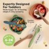 imageKeaBabies Silicone Baby Spoons Self Feeding 612 months  3Pack Baby Weaning Eating UtensilsToddler First Food Training SpoonInfantKids Feeding Supplies Essential SetDishwashersafe TerracottaDesert