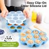 imageKeaBabies Silicone Food Freezer Trays with Lid 2oz x 10 Pods Baby Food Storage Containers Easy Puree Meal Prep Breast Milk Silicone Freezer Molds DishwasherMicrowave SafeBPAFreeBlossomMisty Blue