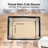 imagePack and Play Sheets Fitted  2Pack Mini Crib Sheets for Pack N Play Mattress 38x26 Soft ampamp Cozy Neutral Toddler Playard Bedding Snug Fitted Mini Baby Crib Mattress Cover Boy Girl ABC LandKhaki