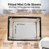 imagePack and Play Sheets Fitted  2Pack Mini Crib Sheets for Pack N Play Mattress 38x26 Soft ampamp Cozy Neutral Toddler Playard Bedding Snug Fitted Mini Baby Crib Mattress Cover Boy Girl ABC LandFrench Gray