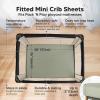 imagePack and Play Sheets Fitted  2Pack Mini Crib Sheets for Pack N Play Mattress 38x26 Soft ampamp Cozy Neutral Toddler Playard Bedding Snug Fitted Mini Baby Crib Mattress Cover Boy Girl ABC LandLichen