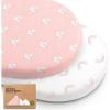 image2Pack Baby Bassinet Sheets Girl Boy  Viscose Derived from Bamboo Fitted Bassinet Sheets Compatible with Halo Bassinest Swivel Sleeper Baby Delight Graco Bedside Bassinet Mattress Sheet BunniesDreamland