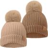 image2Pack Baby Hats for Girls Boys  Stretchy Baby Beanies Cute Newborn ampamp Toddler Winter Hat Soft ampamp Warm Pom Pom Beanie for Infant Toddler Boys Girls 636 Months Ember MDune