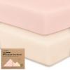 image2Pack Waterproof Baby Crib Sheets for Boys Girls  52x28 Viscose Derived from Bamboo Toddler Bed Sheet Neutral Fitted Crib Mattress Protector Cover for Baby Bedding Soft ampamp Gentle EcruCameo