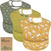 image3Pack Waterproof Baby Bibs for Eating  Lightweight Toddler Feeding Bibs with Large Food Catcher Mess Proof FoodGrade Baby Eating Essentials Easy to Put On ampamp Clean OceanMesozoic