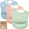 image3Pack Waterproof Baby Bibs for Eating  Lightweight Toddler Feeding Bibs with Large Food Catcher Mess Proof FoodGrade Baby Eating Essentials Easy to Put On ampamp Clean OceanMellow