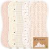 image5Pack Muslin Burp Cloths Baby Boy Girl  Very Absorbent Baby Burp Cloth Rags 8Layers Viscose Derived from Bamboo Cotton Muslin Towel Super Soft Spit Up Rags No Shrink Washcloths The WildPrism
