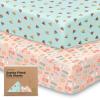 imageKeaBabies 2Pack Organic Crib Sheets for Boys Girls  52x28 Fitted Crib Mattress Sheet Neutral Breathable Jersey Cotton Cover for Baby Bed Toddler Mattress Soft ampamp Cute Prints WoodlandBeach Day