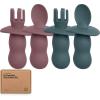 imageKeaBabies 4Pack Silicone Baby Spoons and Forks Set  Baby Led Weaning Utensils 612 Months Self Feeding Toddler Spoon ampamp Fork for Training Teething Easy to Hold BPAFree Silicone DesertRocky