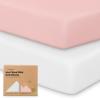 imagePack and Play Sheets Fitted  2Pack Mini Crib Sheets for Pack N Play Mattress 38x26 Soft ampamp Cozy Neutral Toddler Playard Bedding Snug Fitted Mini Baby Crib Mattress Cover Boy Girl ABC LandRose